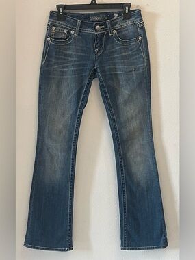 Miss Me Embroidered Bootcut Jeans in Mid Blue - Size 26